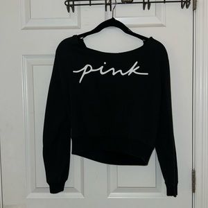 Pink black off the shoulder sweater